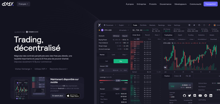 dYdX Website