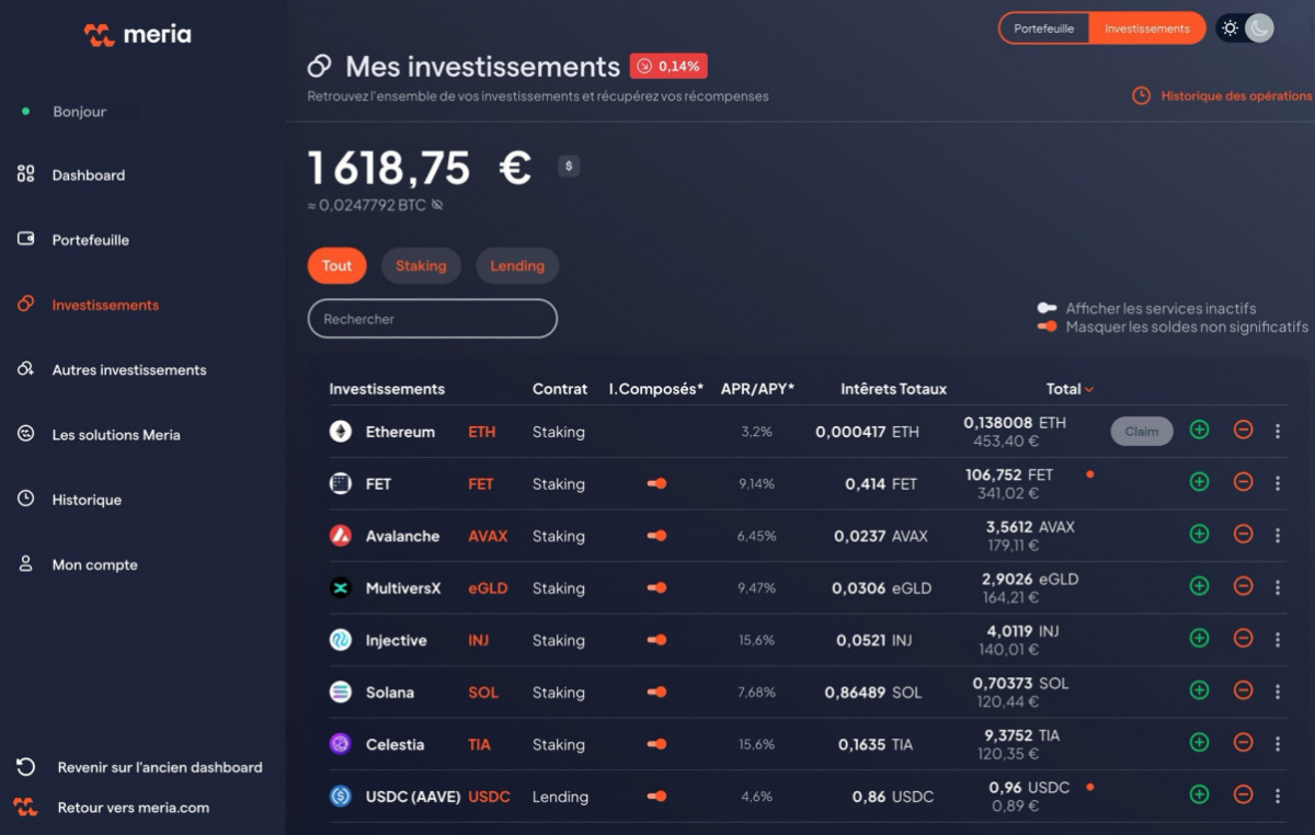 investissements crypto meria