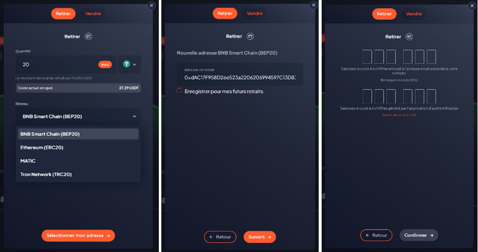 retirer cryptos