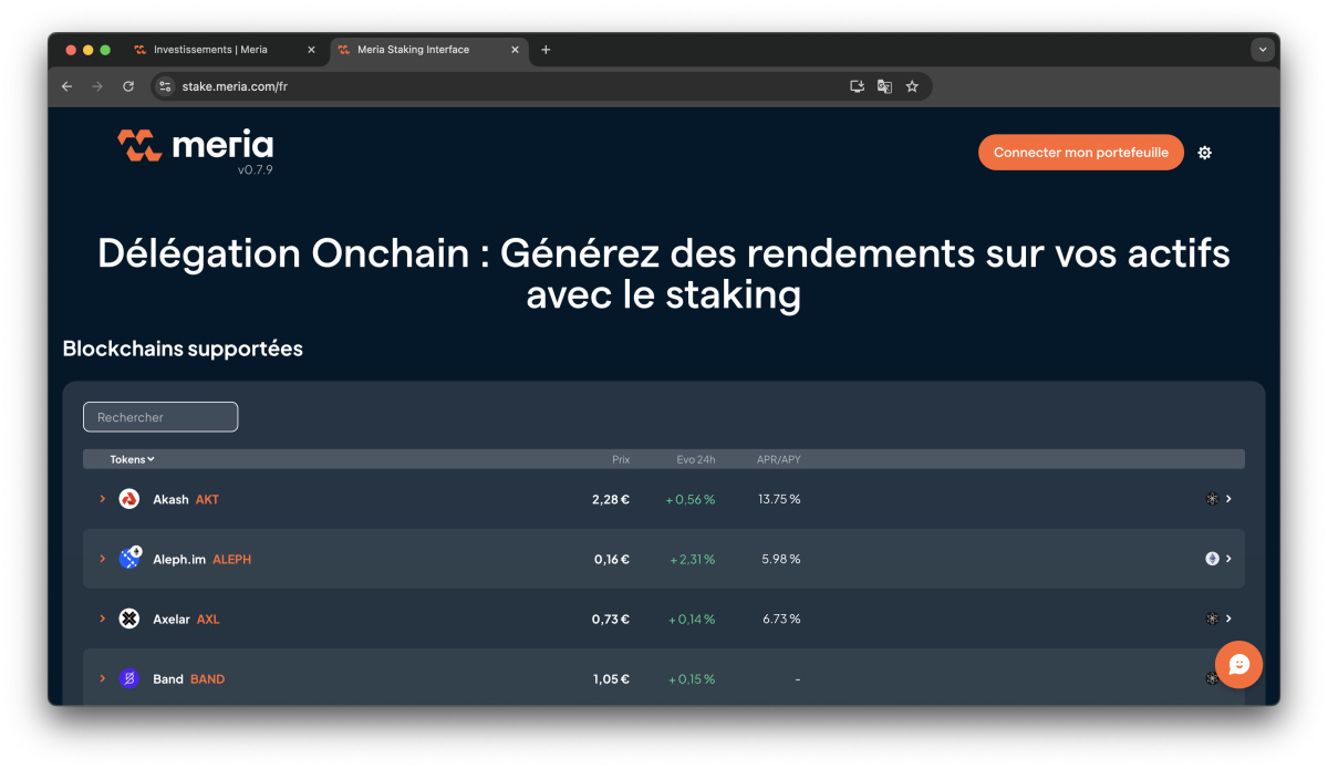 staking on-chain Meria