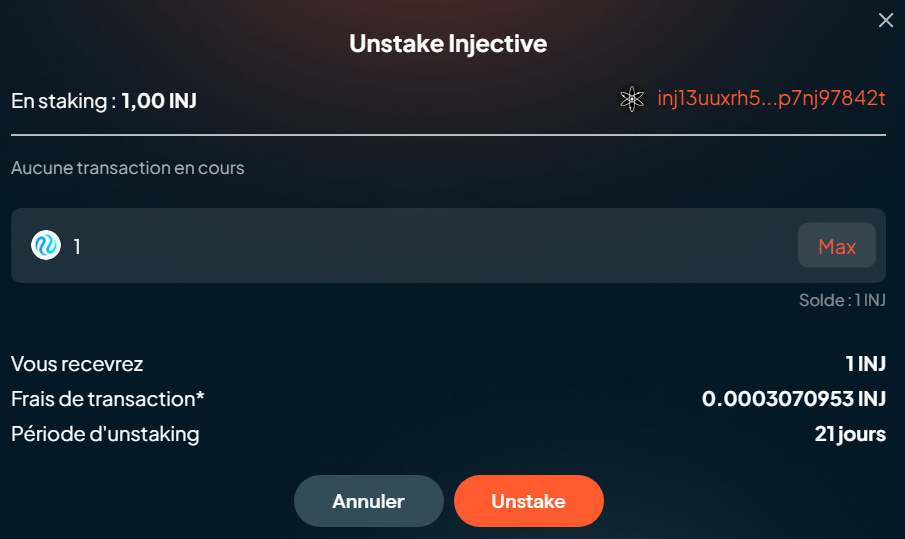 unstake inj