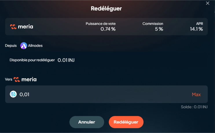 redeleguer injective meria