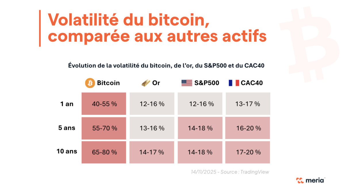 volatilite du bitcoin comparée aux autres actifs