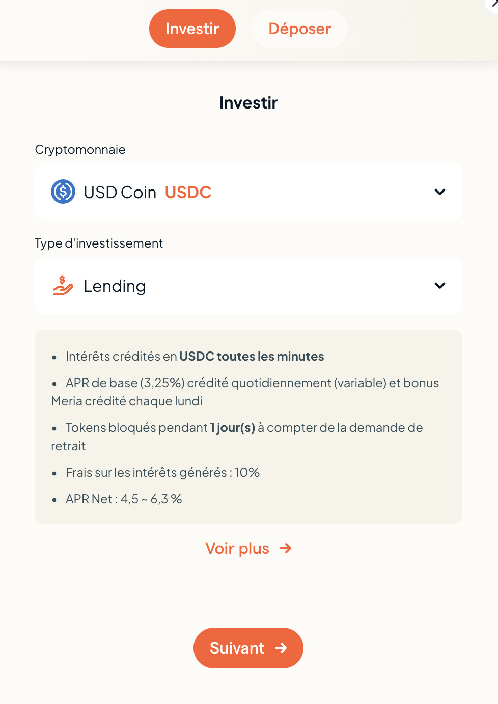lending stablecoins meria étape 3